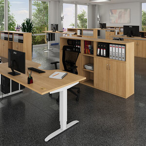 Height adjustable tables - oak